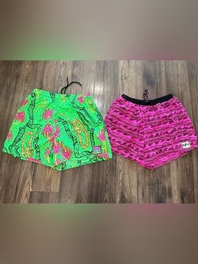 Bundle Billabong Neon Green and Hot Pink Men’s Board Shorts - Retro Print